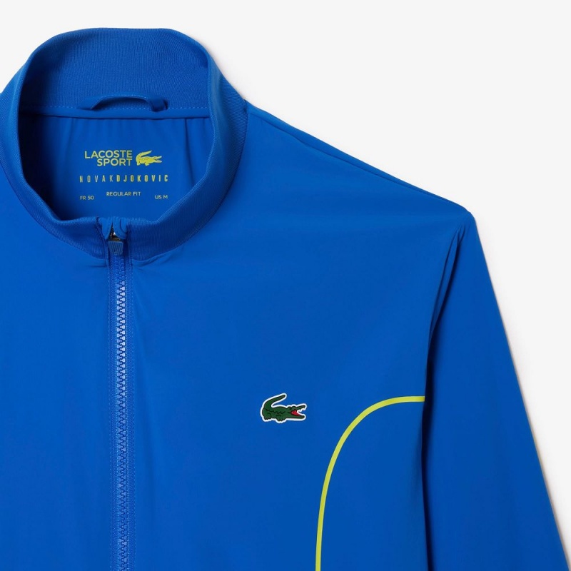 Men's Lacoste SPORT x Novak Djokovic Ceremony Jackets Blue Yellow | IBT459306