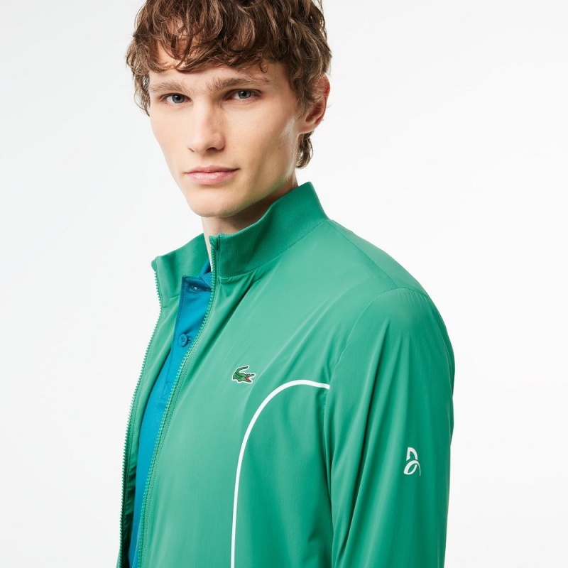 Men's Lacoste SPORT x Novak Djokovic Ceremony Jackets Green White | WUG782509