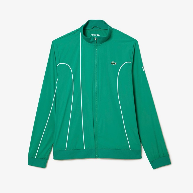 Men's Lacoste SPORT x Novak Djokovic Ceremony Jackets Green White | WUG782509