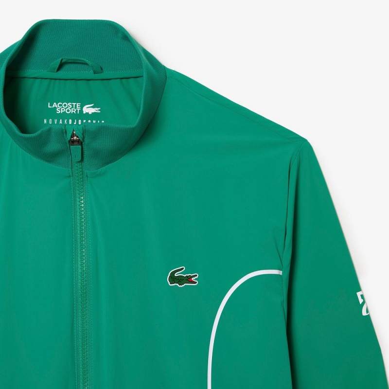 Men's Lacoste SPORT x Novak Djokovic Ceremony Jackets Green White | WUG782509