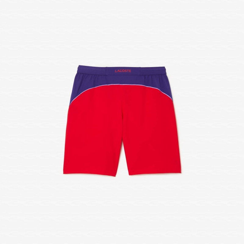 Men's Lacoste SPORT x Novak Djokovic Colorblock Shorts Red Purple | VKX839625