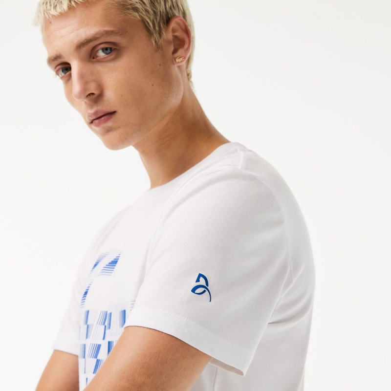 Men's Lacoste SPORT x Novak Djokovic Printed T-Shirt White | CYU970543