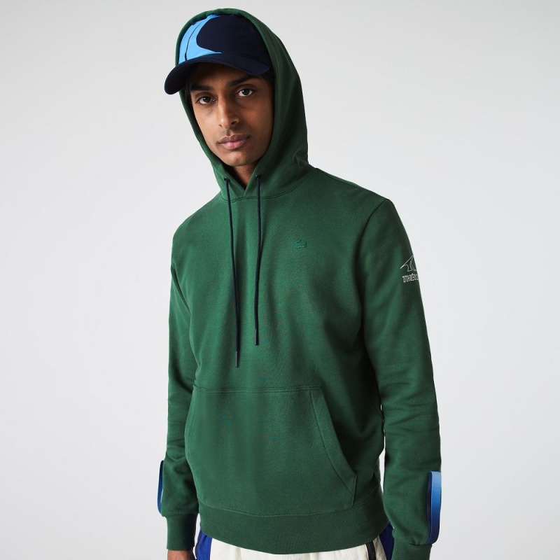 Men's Lacoste SPORT x Théo Curin Organic Cotton Hoodie Green Navy Blue | LUE518609