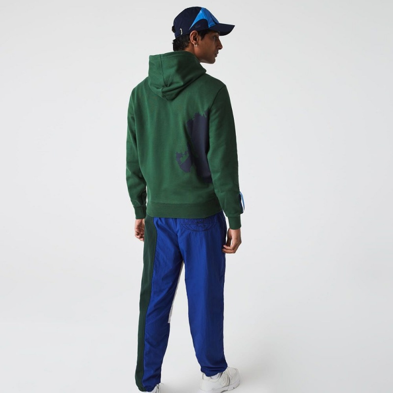 Men's Lacoste SPORT x Théo Curin Organic Cotton Hoodie Green Navy Blue | LUE518609