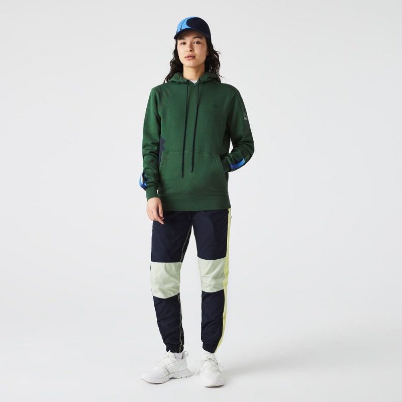 Men's Lacoste SPORT x Théo Curin Organic Cotton Hoodie Green Navy Blue | LUE518609