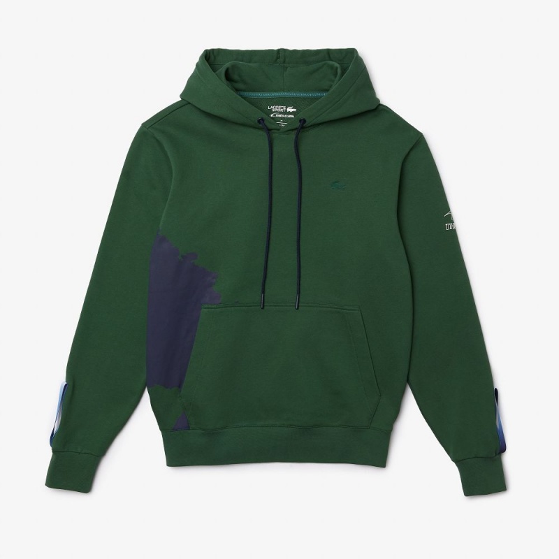 Men's Lacoste SPORT x Théo Curin Organic Cotton Hoodie Green Navy Blue | LUE518609