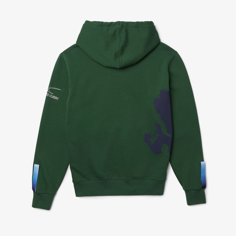 Men's Lacoste SPORT x Théo Curin Organic Cotton Hoodie Green Navy Blue | LUE518609