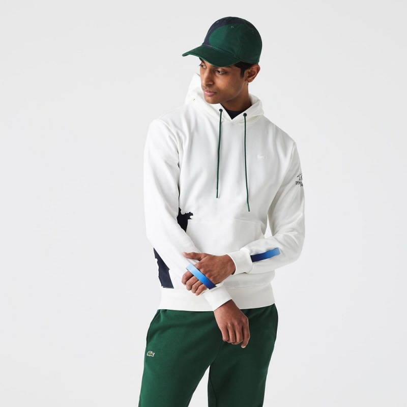 Men's Lacoste SPORT x Théo Curin Organic Cotton Hoodie White Navy Blue Green | VKP573628