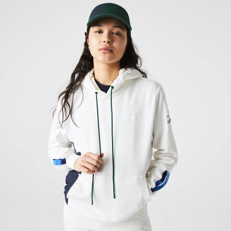 Men's Lacoste SPORT x Théo Curin Organic Cotton Hoodie White Navy Blue Green | VKP573628