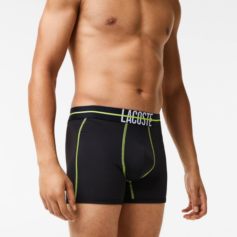 Men's Lacoste Seamless Jersey Trunks Black Yellow | ZDV483901