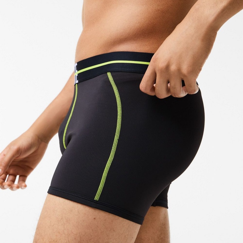 Men's Lacoste Seamless Jersey Trunks Black Yellow | ZDV483901