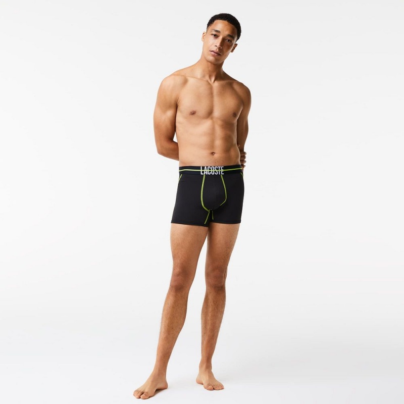 Men\'s Lacoste Seamless Jersey Trunks Black Yellow | ZDV483901