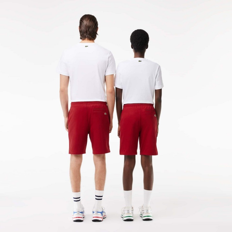 Men's Lacoste Signature Print Shorts Bordeaux | HBI512806