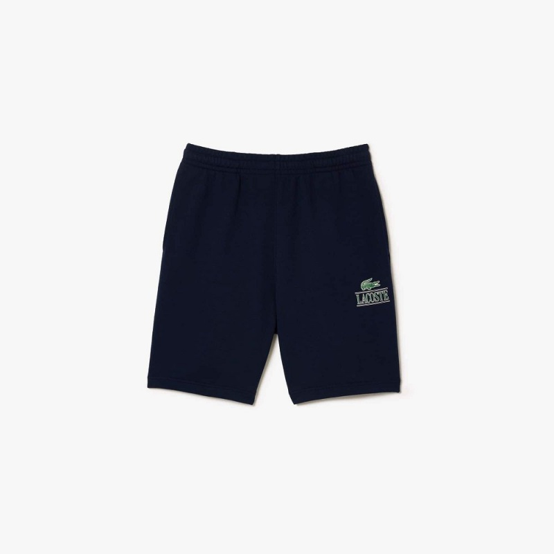 Men's Lacoste Signature Print Shorts Navy Blue | KAS041587