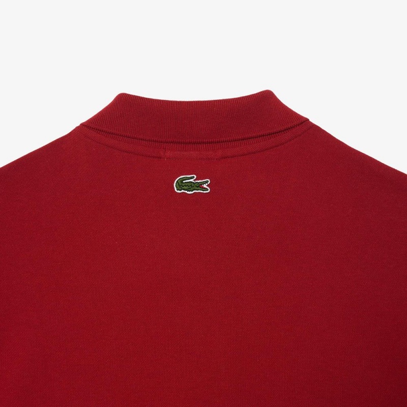 Men's Lacoste Signature Print Stretch Piqué Polo Shirts Bordeaux | GHF286709