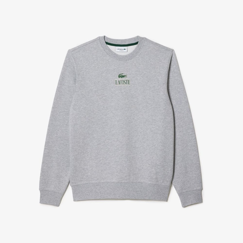 Men's Lacoste Signature Print Sweatshirt Grey Chine | KBF179480