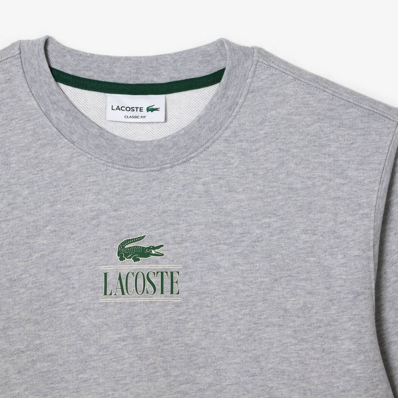 Men's Lacoste Signature Print Sweatshirt Grey Chine | KBF179480