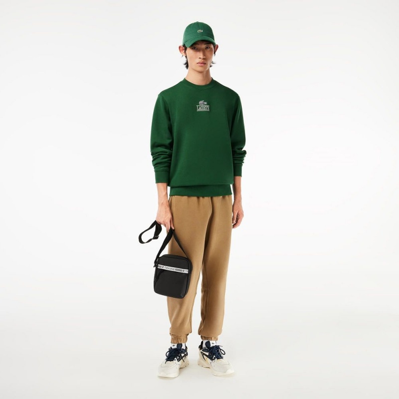 Men's Lacoste Signature Print Sweatshirt Pine green | AJF294061