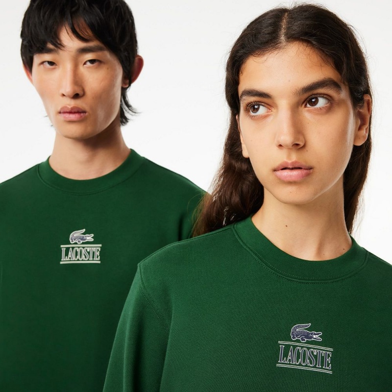 Men's Lacoste Signature Print Sweatshirt Pine green | AJF294061