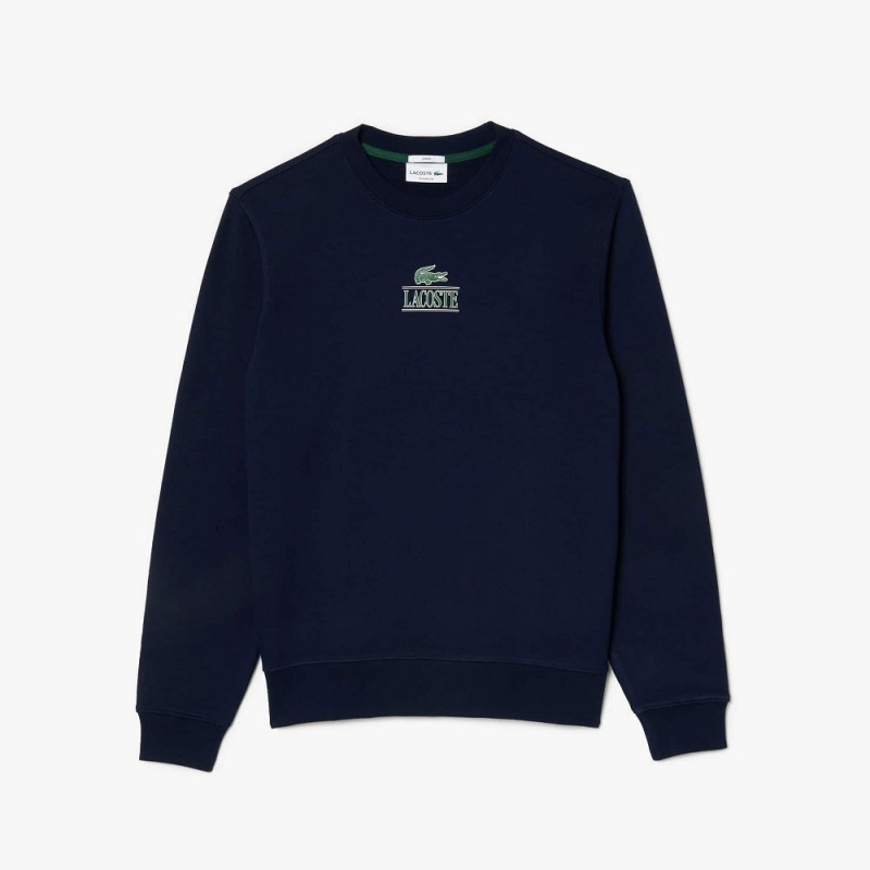 Men's Lacoste Signature Print Sweatshirt Navy Blue | HPF807469