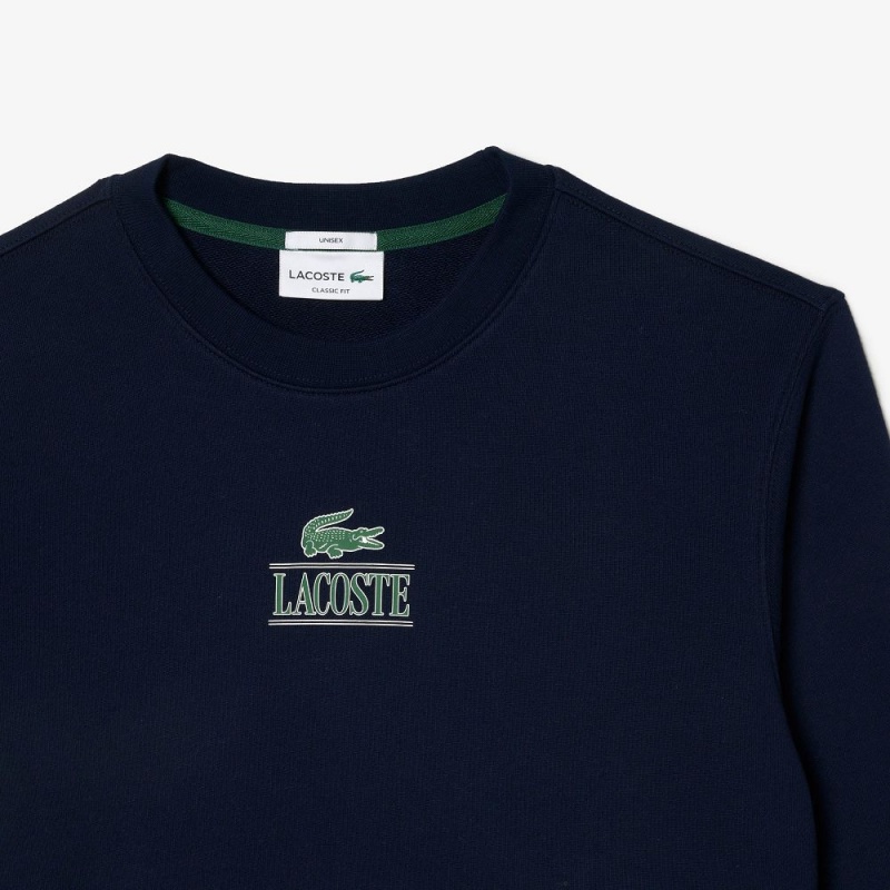 Men's Lacoste Signature Print Sweatshirt Navy Blue | HPF807469