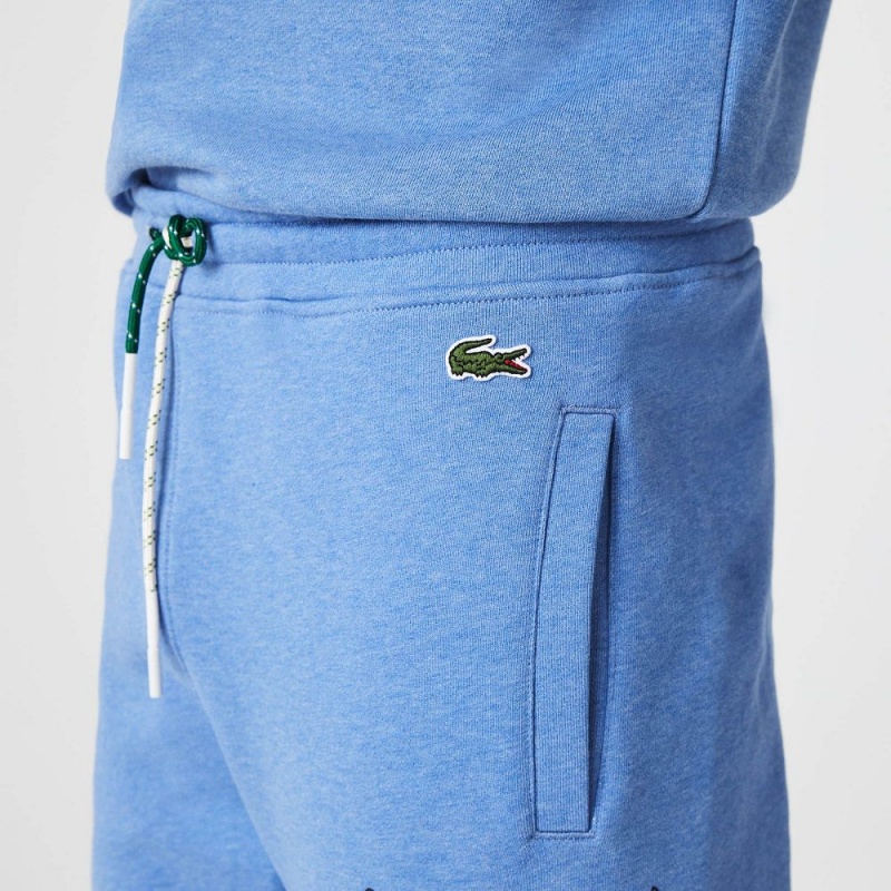 Men's Lacoste Signature & Croc Print Cotton Fleece Sweatpants Blue Chine | MNG597268