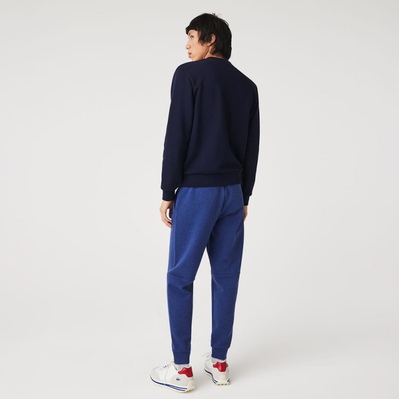 Men's Lacoste Slim Fit Heathered Cotton Blend Sweatpants Blue Chine | BLN576324