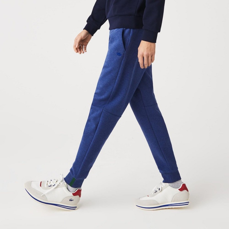 Men's Lacoste Slim Fit Heathered Cotton Blend Sweatpants Blue Chine | BLN576324