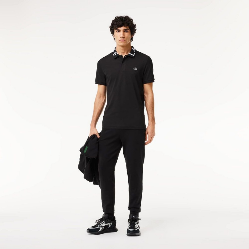 Men's Lacoste Slim Fit Heathered Cotton Blend Sweatpants Black | QYR254638