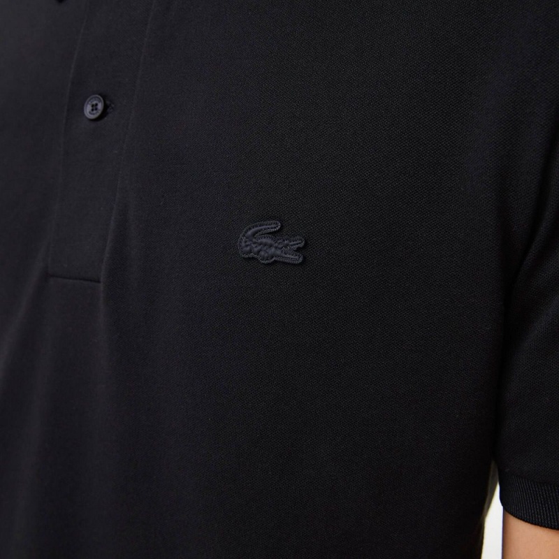 Men's Lacoste Slim Fit Lacoste Movement Polo Shirts Black | FKM123796