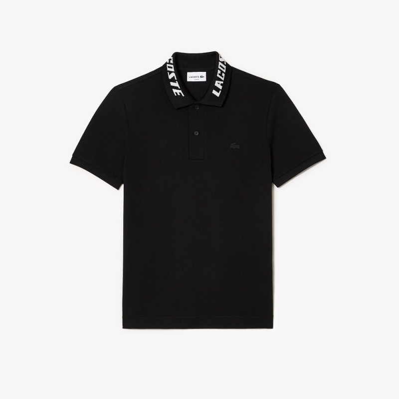 Men's Lacoste Slim Fit Lacoste Movement Polo Shirts Black | FKM123796