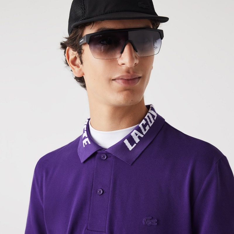 Men's Lacoste Slim Fit Lacoste Movement Polo Shirts Purple | YGE263589