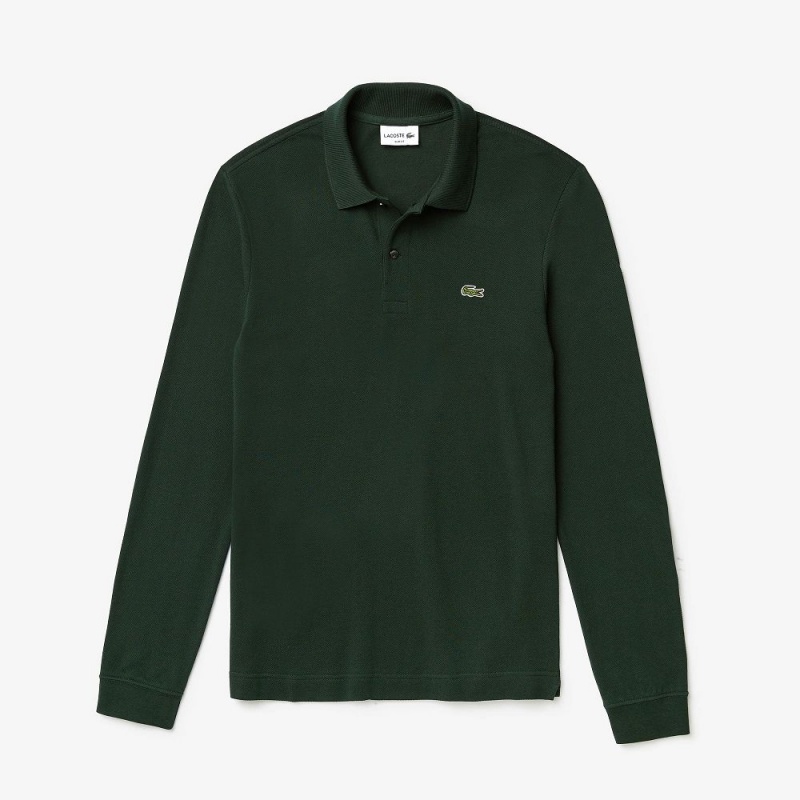 Men's Lacoste Slim Fit Long Sleeve Polo Shirts Forest green | BFJ179352