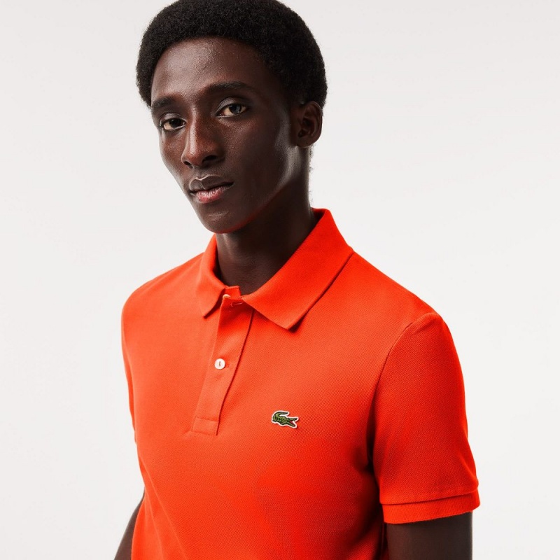 Men's Lacoste Slim Fit Petit Piqué Cotton Polo Shirts Sunrise orange | OUS924180