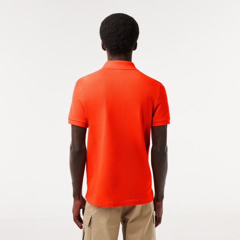 Men's Lacoste Slim Fit Petit Piqué Cotton Polo Shirts Sunrise orange | OUS924180