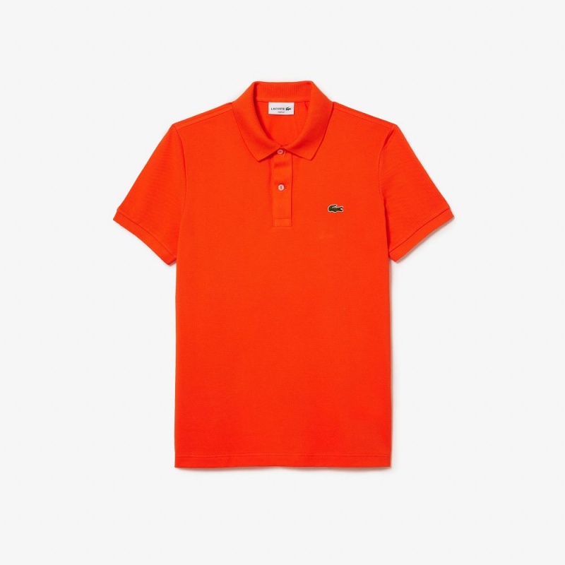 Men's Lacoste Slim Fit Petit Piqué Cotton Polo Shirts Sunrise orange | OUS924180