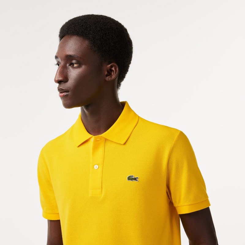 Men's Lacoste Slim Fit Petit Piqué Cotton Polo Shirts Pistil yellow | QVD137806