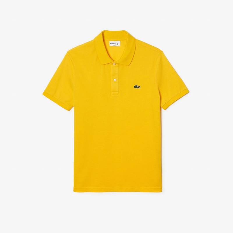 Men's Lacoste Slim Fit Petit Piqué Cotton Polo Shirts Pistil yellow | QVD137806