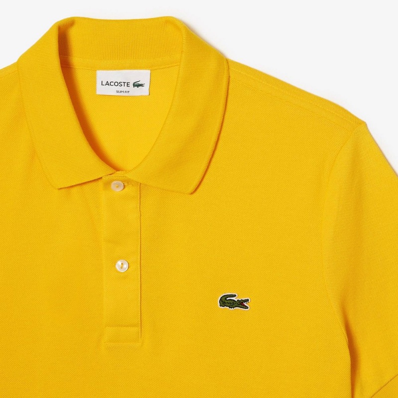 Men's Lacoste Slim Fit Petit Piqué Cotton Polo Shirts Pistil yellow | QVD137806