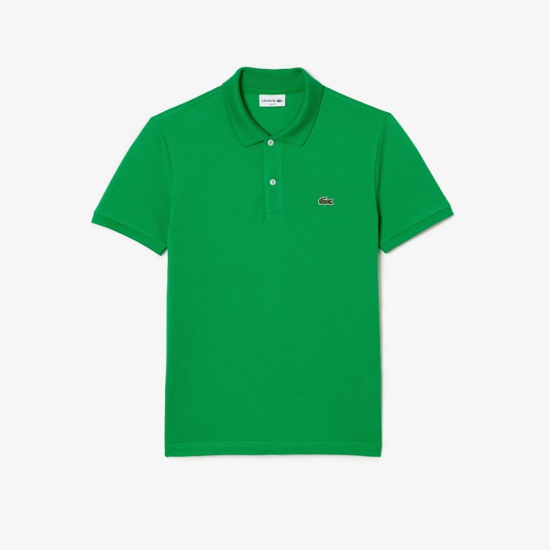 Men's Lacoste Slim Fit Petit Piqué Cotton Polo Shirts Green | WLQ046527