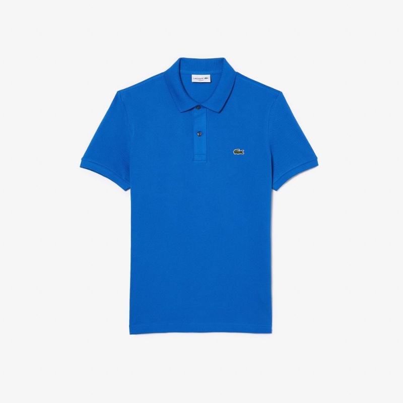 Men's Lacoste Slim Fit Petit Piqué Cotton Polo Shirts Kingdom Blue | LKI241397