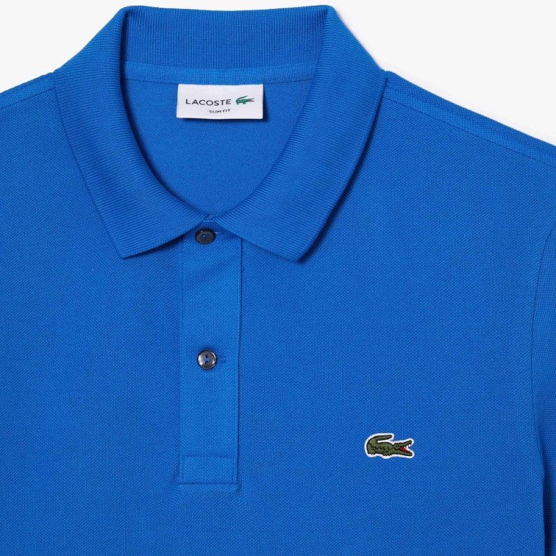 Men's Lacoste Slim Fit Petit Piqué Cotton Polo Shirts Kingdom Blue | LKI241397