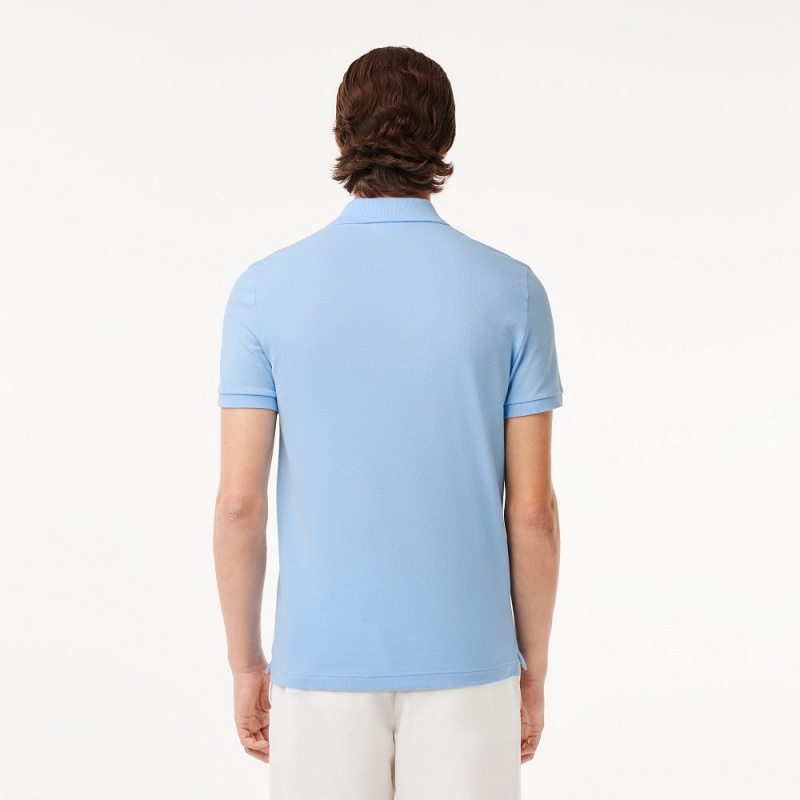 Men's Lacoste Slim Fit Petit Piqué Cotton Polo Shirts Pastel blue | QRX924387