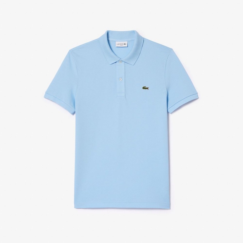 Men's Lacoste Slim Fit Petit Piqué Cotton Polo Shirts Pastel blue | QRX924387