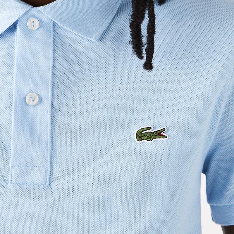 Men's Lacoste Slim Fit Petit Piqué Cotton Polo Shirts Pastel blue | QRX924387