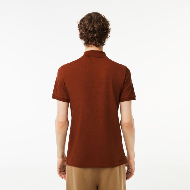 Men's Lacoste Slim Fit Petit Piqué Cotton Polo Shirts Brown | RKI987510