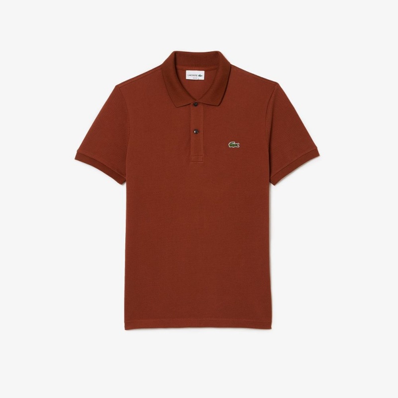 Men's Lacoste Slim Fit Petit Piqué Cotton Polo Shirts Brown | RKI987510