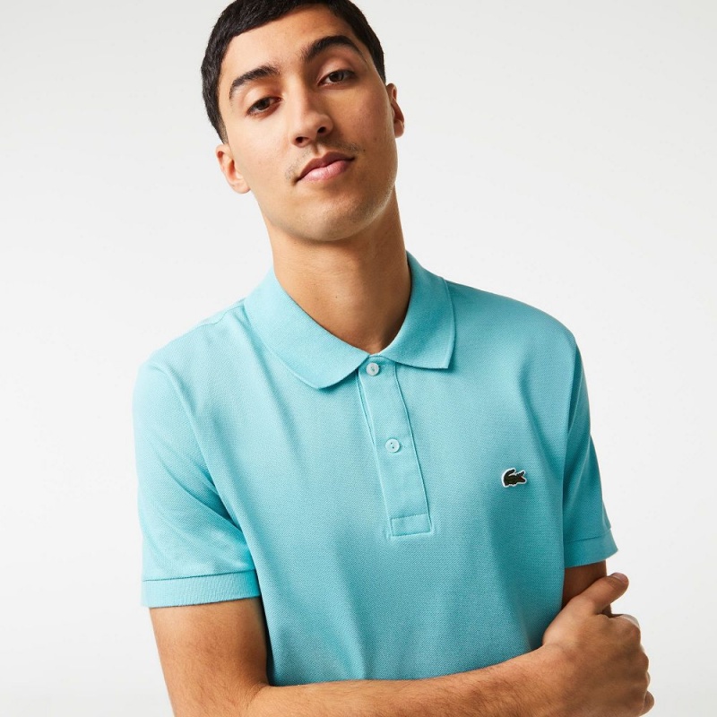 Men's Lacoste Slim Fit Petit Piqué Cotton Polo Shirts Turquoise | DLP130645