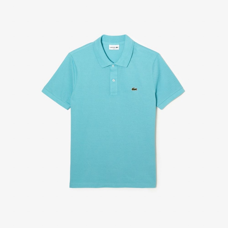 Men's Lacoste Slim Fit Petit Piqué Cotton Polo Shirts Turquoise | DLP130645