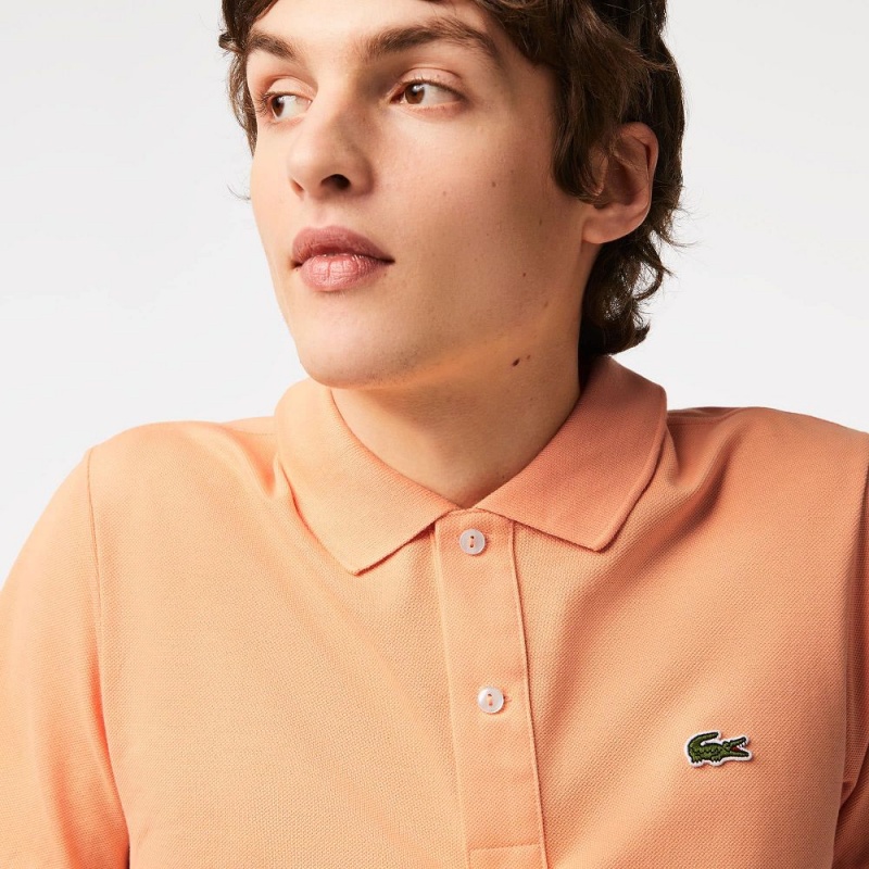 Men's Lacoste Slim Fit Petit Piqué Cotton Polo Shirts Light Orange | HEJ310462